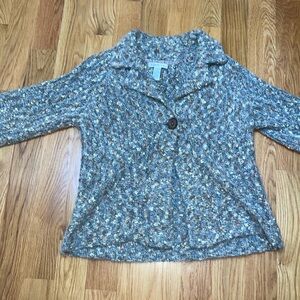 Beautiful Susan Bristol woven cardigan in grey white beige and gold